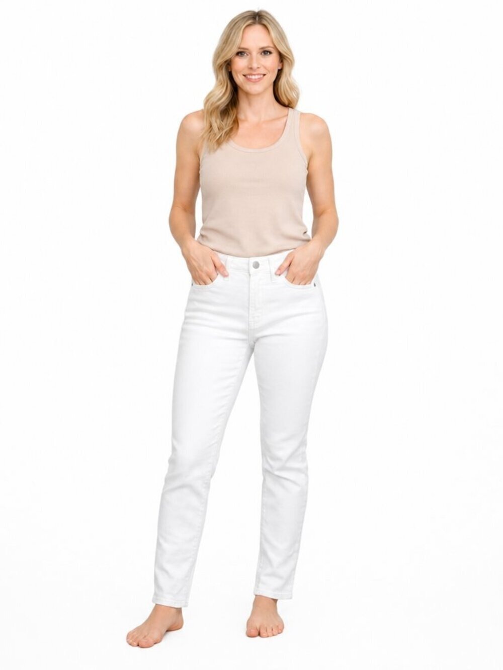 J.Crew Re‑Imagined 9” Mid‑Rise White Skinny Jeans | Size 27